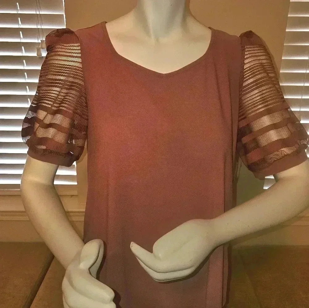 Love Scarlett size M color romantic rose, puff sheer sleeves.